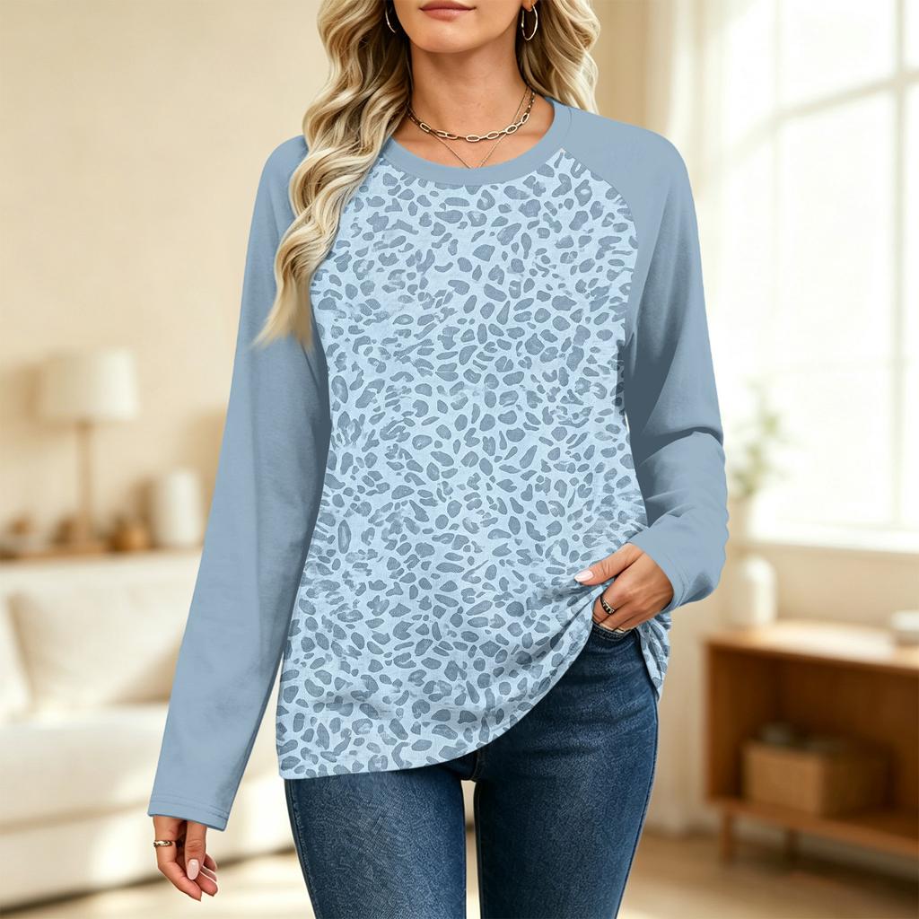Women's Printed Colorblock Raglan Sleeve Neck Long Sleeve Sweatshirt