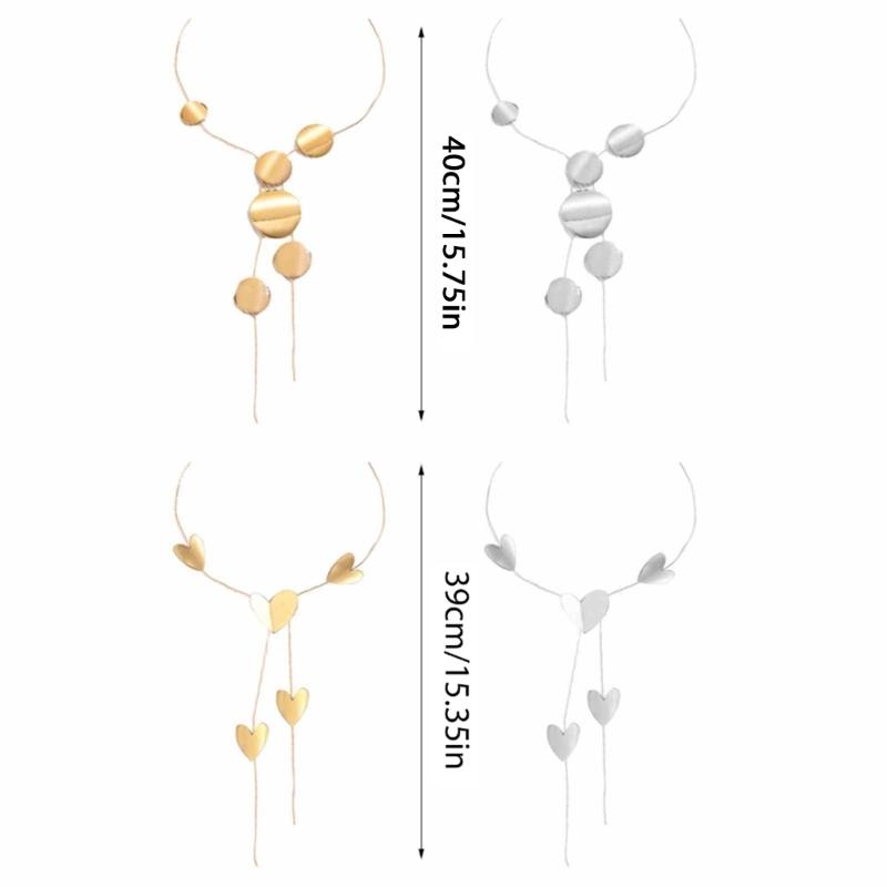 European And American Style Long Necklace  Large Round/Heart Pendant Neck Chain for Women Simple and Elegant Designing