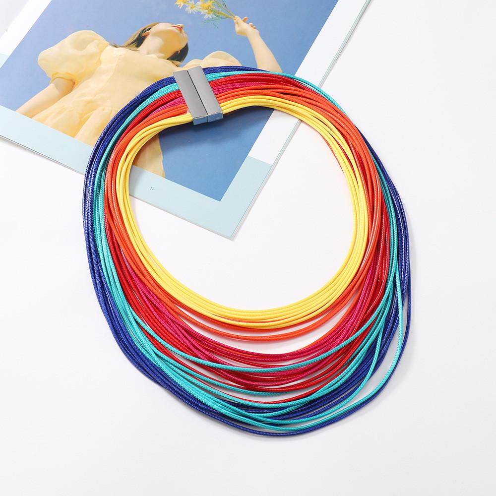 Colier cu Pandantiv Multistrat din Piele la Modă cu Detalii din Aliaj Accesorii Femei