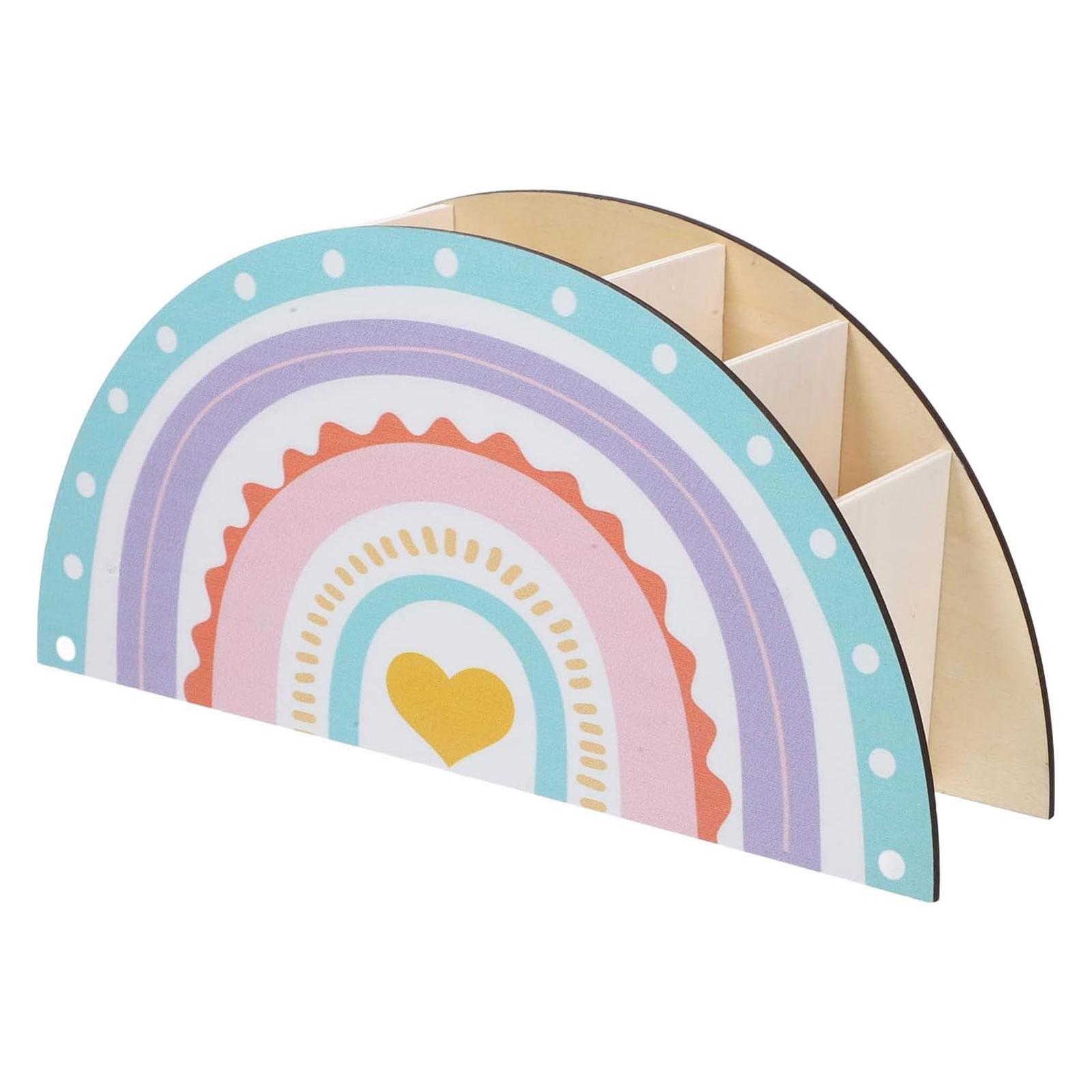 

Радужный Подставка для карандашей Деревянная Подставка для ручек 5 секций Органайзеры для ручек для стола Коробка для хранения кистей для макияжа для спальни офисного стола A