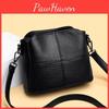 Yogodlns Stitching Leather Soft Retro Shoulder Bag For Women Simple Solid Color Crossbody Bag