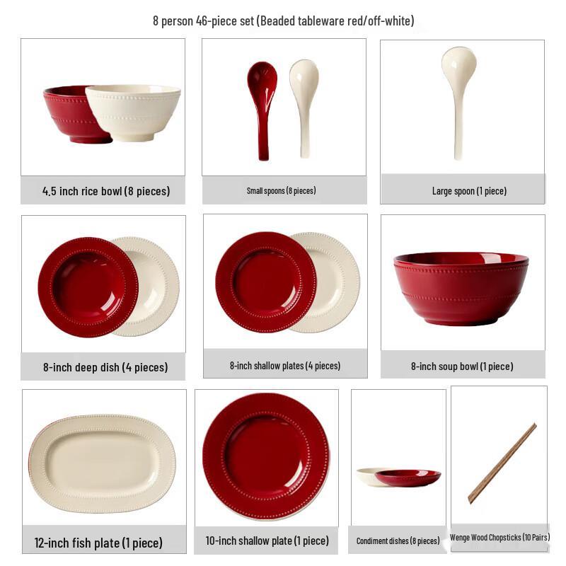 Red Ceramic Dinnerware Set
