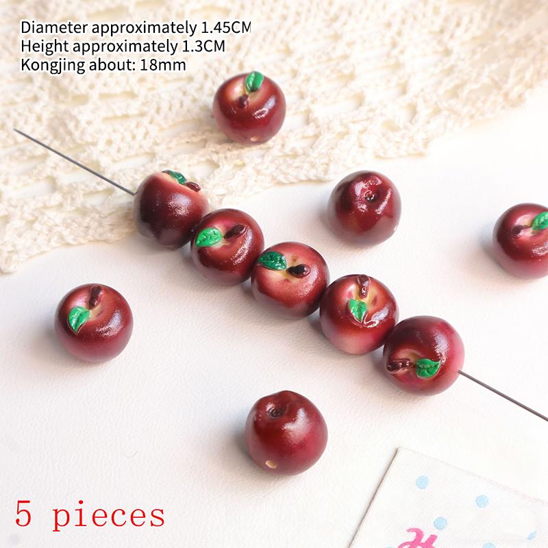 

5/10Pcs Art Supplies Cute Simulation 3D Fruit Resin Loose Beads Handmade Diy Mobile Phone Chain Bracelet Necklace Accessories