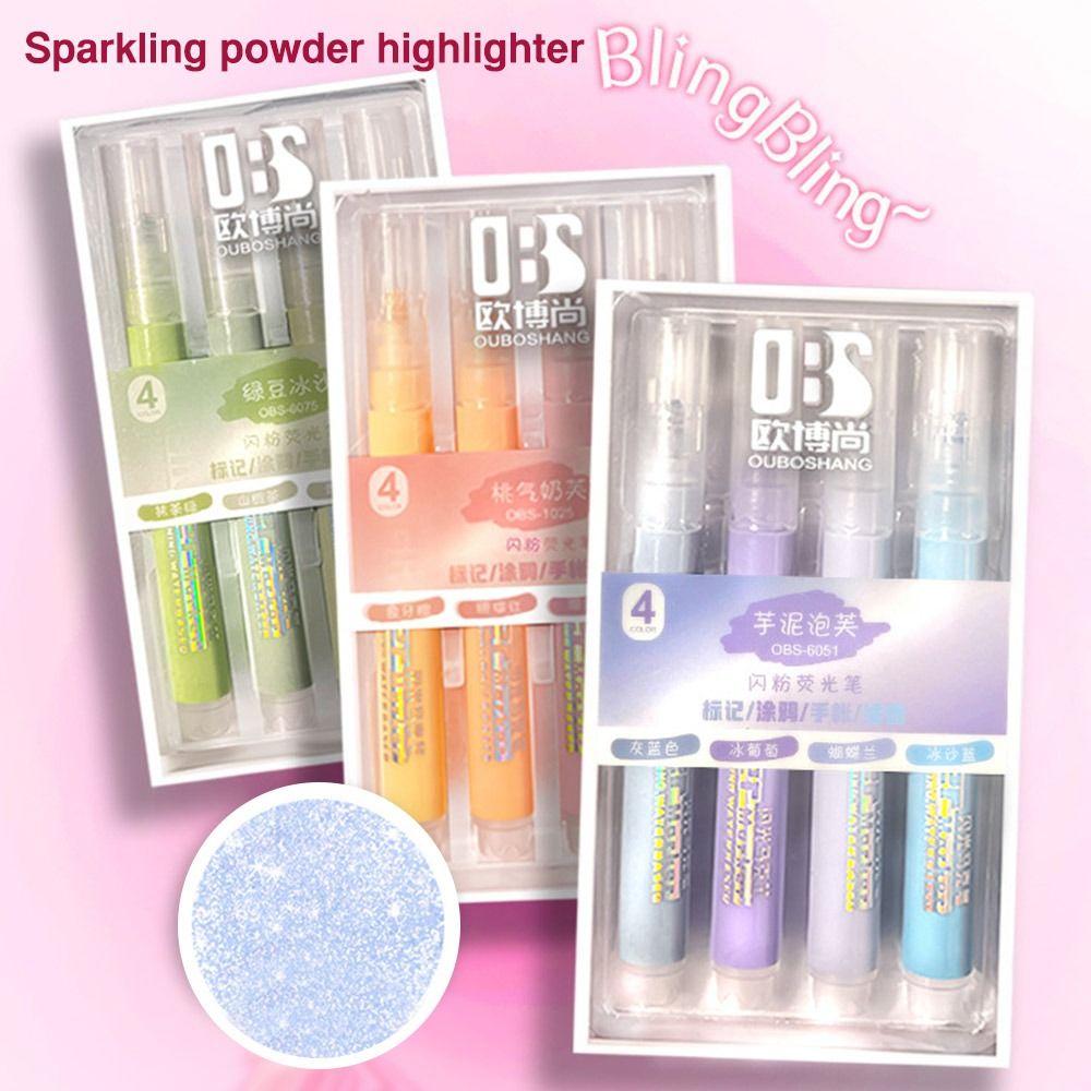 4PCS/Set Plastic Draw Doodle Pens Colorful Shiny Fluorescent Pen  School Office Supplies