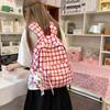 Schoolbag Spring and Summer Small Fresh Plaid Student Schoolbag Large Capacity Cute Bow Printing New High Value Backpack