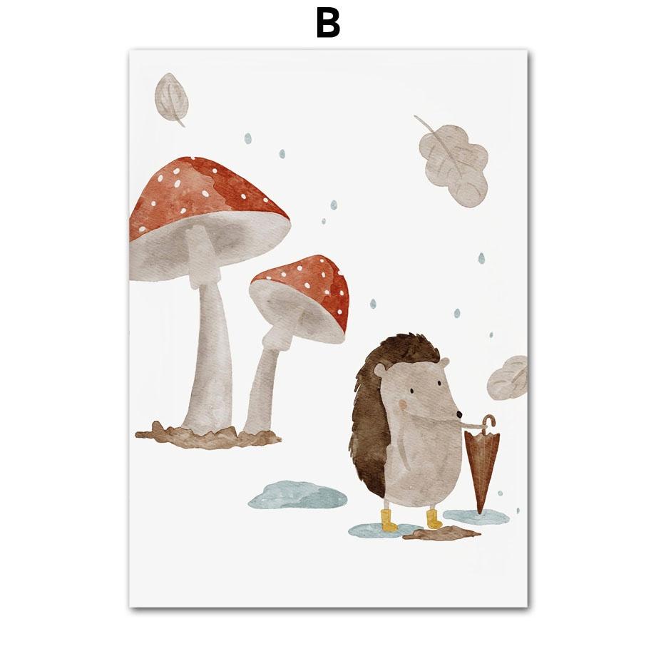Cute Boho Animal Bear Hedgehog Koala Bee Rabbit Nursery Wall Art Canvas  Poster And Prints Baby Kids Room Decor