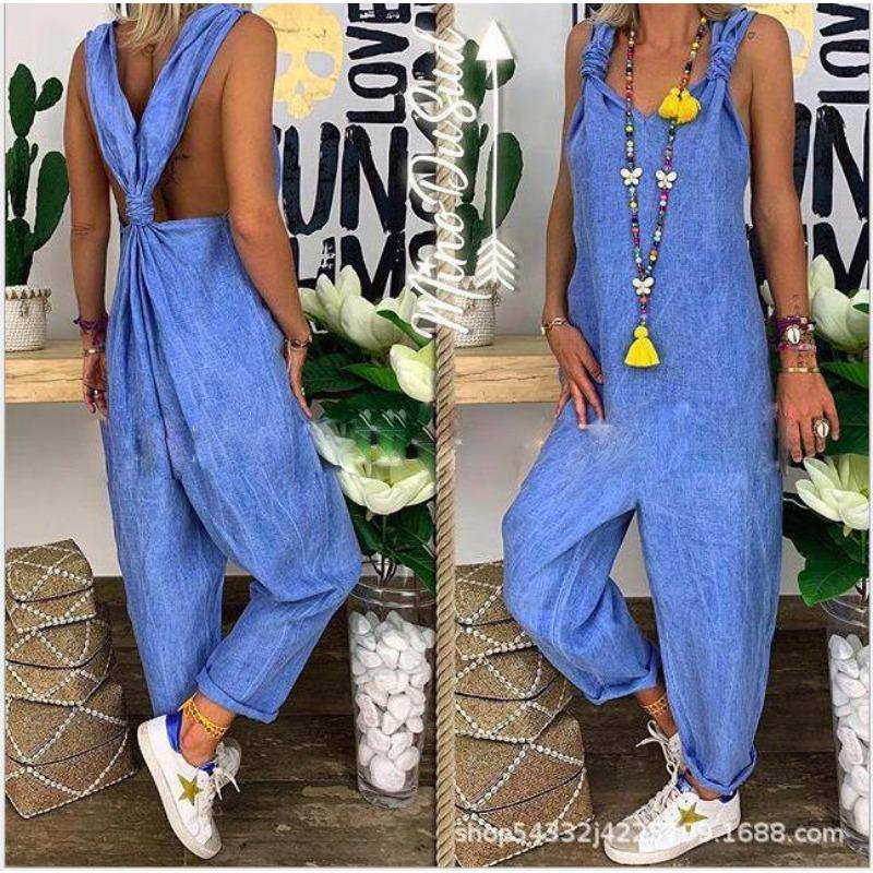 Women's Loose Casual Strappy Jumpsuit