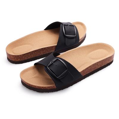 Mode Kidmi Mode Damen Flache Sandalen Design Farbverlauf Strandsandalen Riemen Verstellbare Schnalle Lässige Kork Haussandalen Sommersandalen