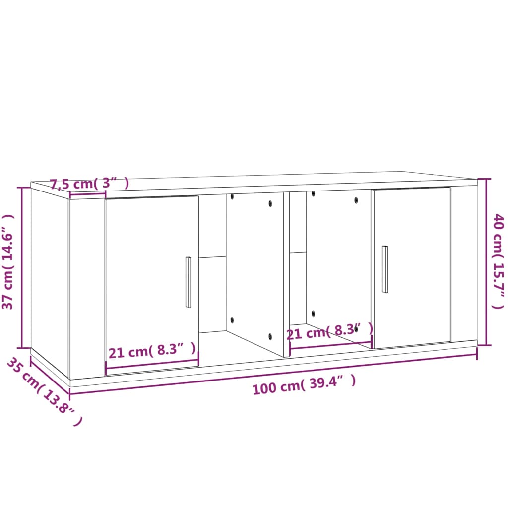 TV Cabinet Smoked Oak 100 x 35 x 40 cm Particleboard