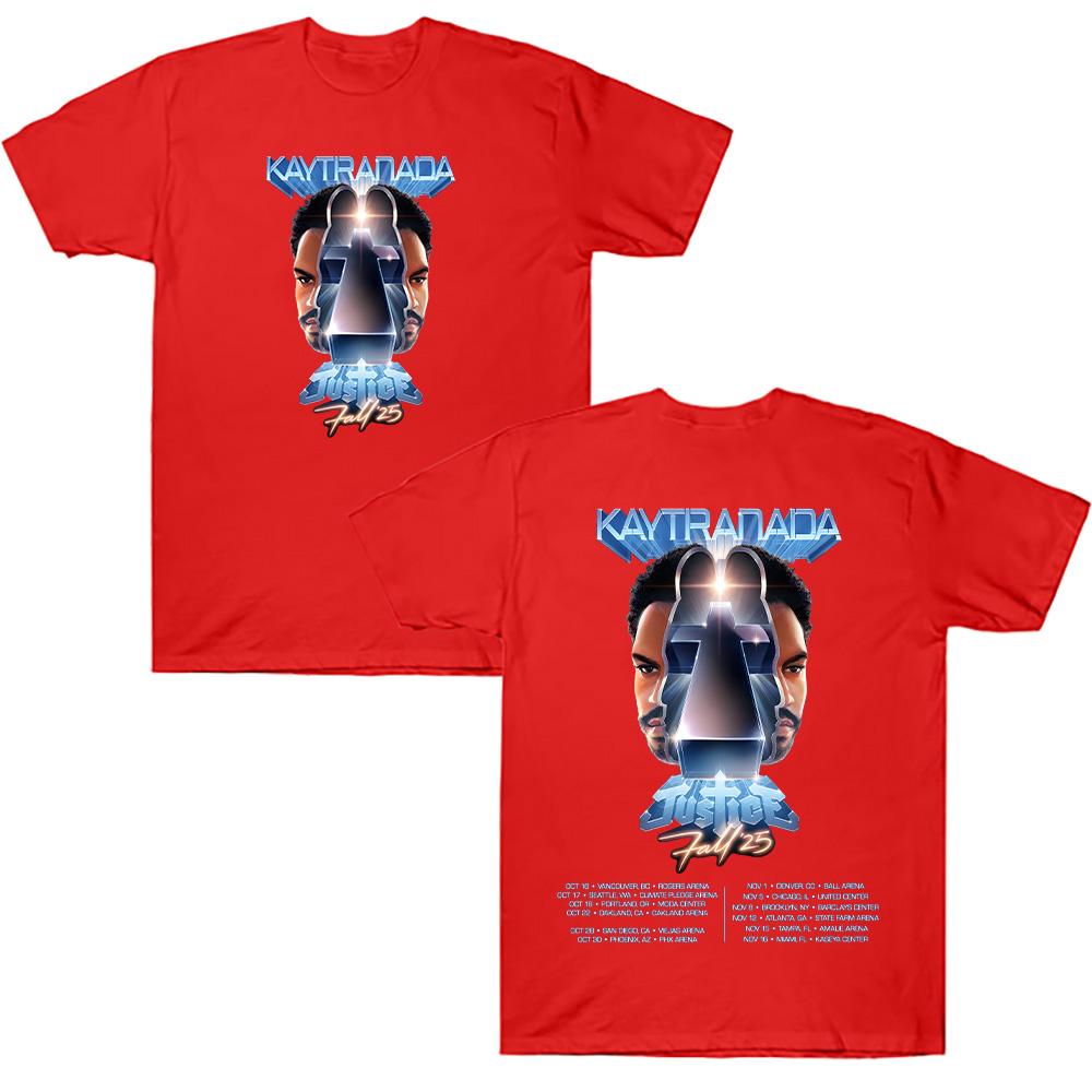 

Summer New Justice Band T Shirt Kaytranada Justice Tour 2025 Short Sleeve T-shirt Top High Quality Cotton Clothing Women Men Tee XXL красный