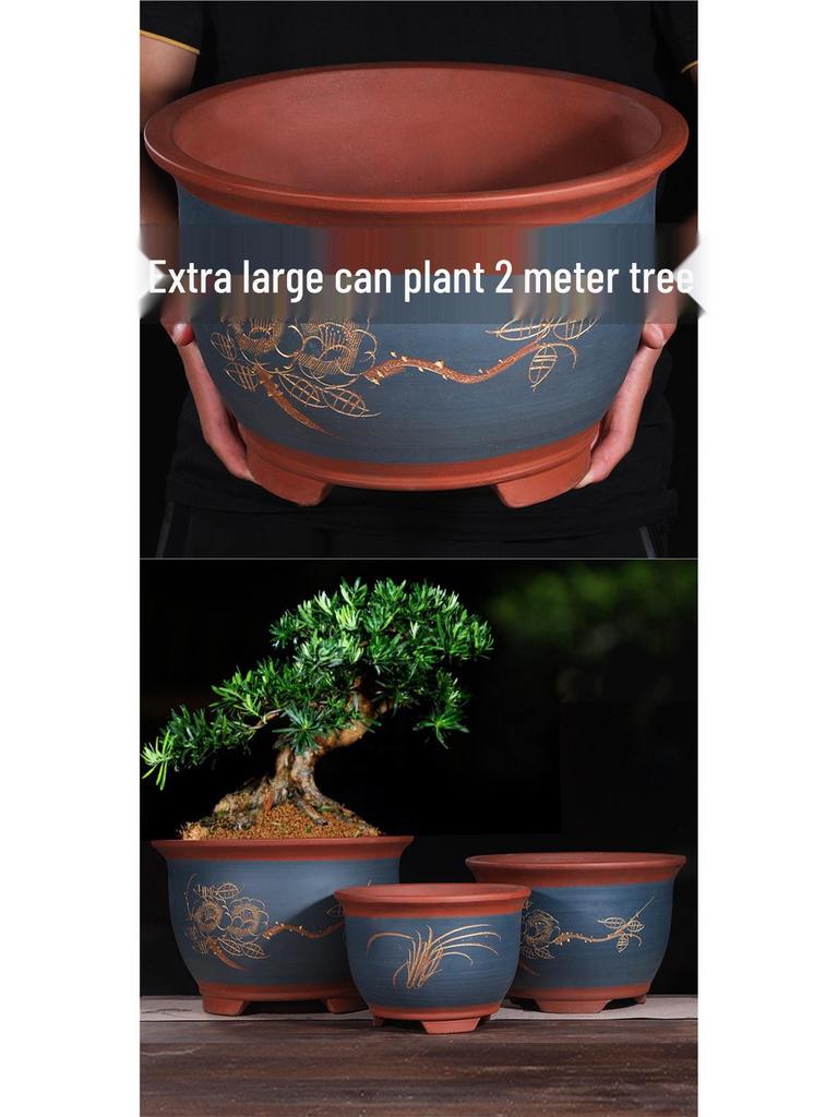 2021 Extra Large Purple Clay Tall Cylinder Ceramic Flower Pot