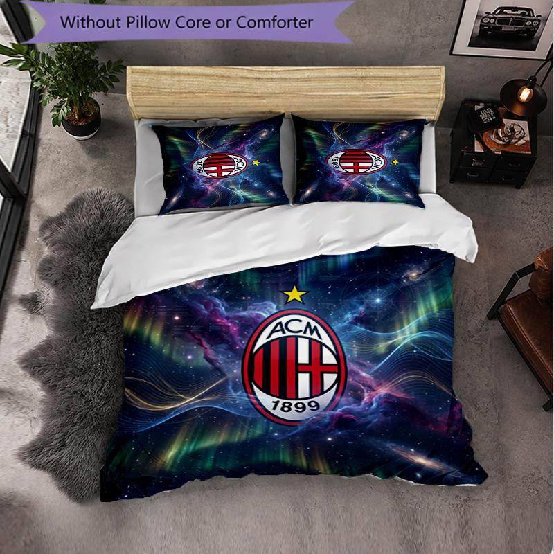 Set Lenzuola AC Milan Modello 3 Pezzi Morbida Copripiumino in Microfibra con Federe per Camera da Letto