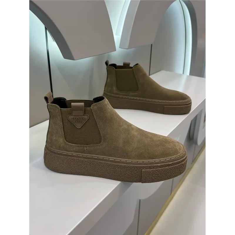 Chelsea Boots New Flip Leather Martin Boots Retro High-top Boots Platform Short Boots