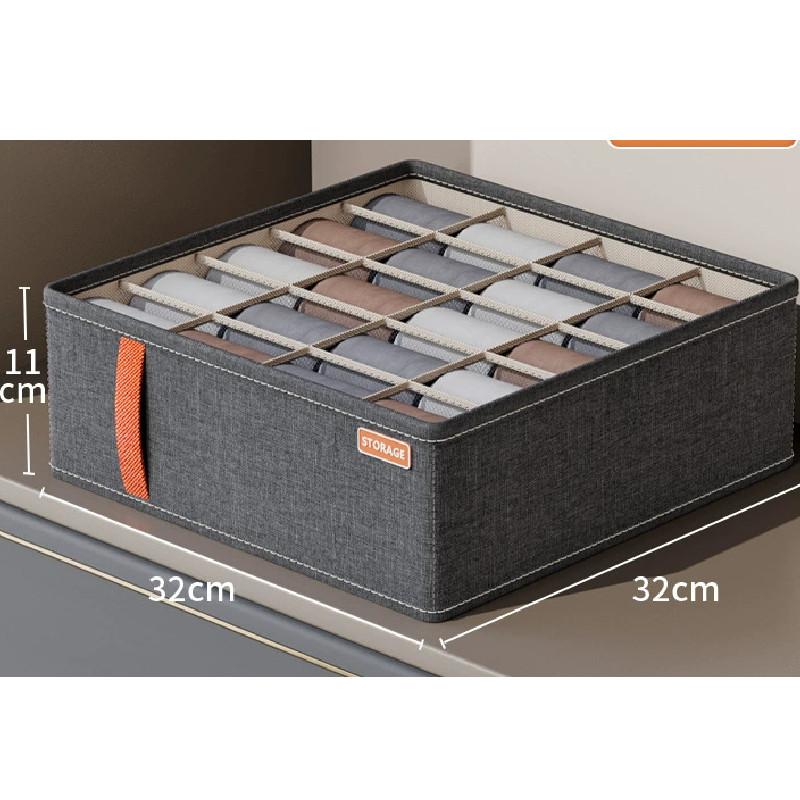 Fabric Foldable Storage Box With Dividers For Wardrobe Organization And Clothing Storage