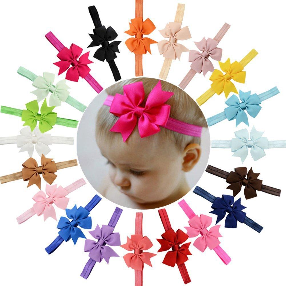 40pcs/set 6.5'' Ribbon Bowknot Elastic Hair Band for Baby Girls Lovely Handmade Headband Headwear Children Hair Accessories Gift