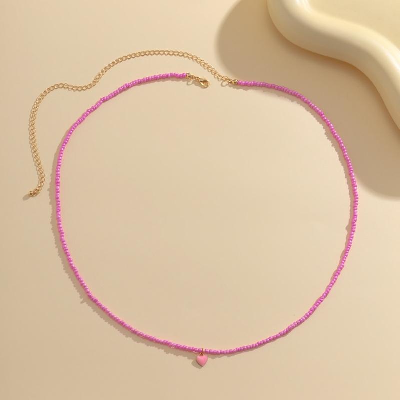 Handmade Heart Rice Beads Choker Necklace for Women Fashion Bohemian Clavicle Chain Party Statement Necklaces Jewelry