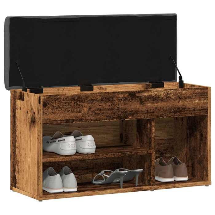VidaXL Shoe Bench Old Wood 82x32x45.5 Cm Engineered Wood, Bench, Storage Bench, Hallway Seat 857627