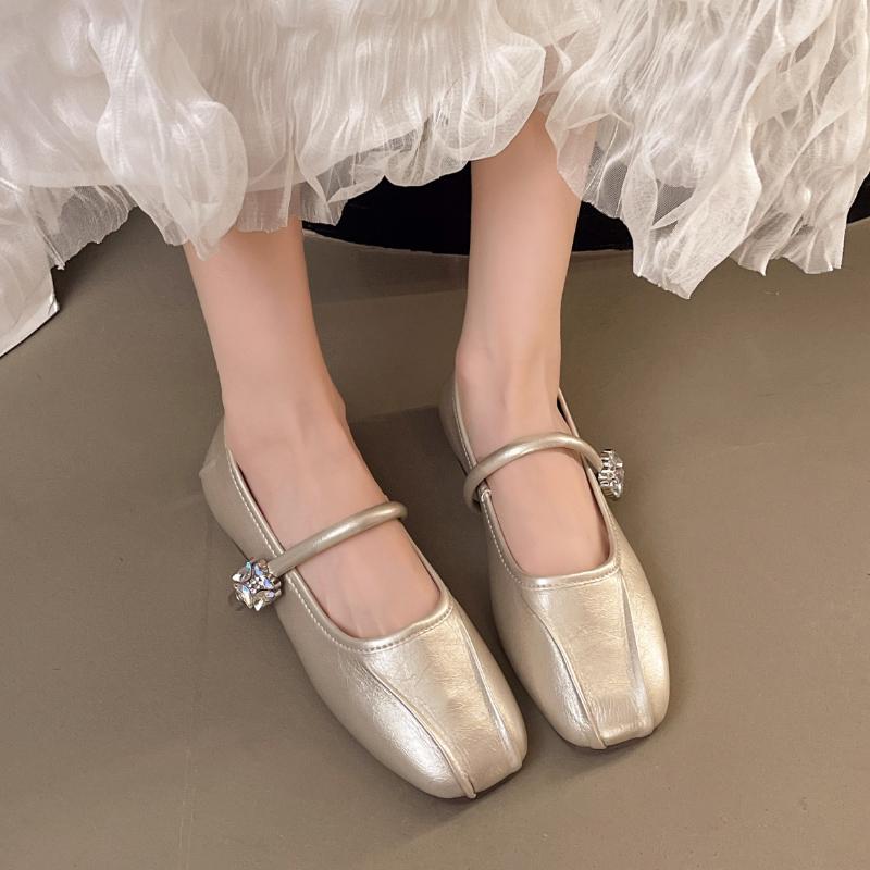 

Мода 2025 Лето Осень Новая дизайнерская обувь для женщин Однотонная обувь из ПУ кожи Женская модная повседневная обувь на низком каблуке Балетки Женщина 35 золотой
