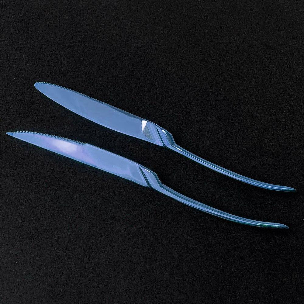 High Quality Blue Dinnerware Cutlery Set Mirror Flatware Set 18/10 Stainless Steel Western Steak Knife Family Kitchen Accessories
