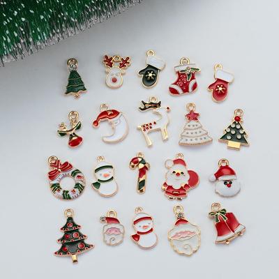 Fashion Jewelry Enamel Alloy Bracelet Pendant Christmas Charms Set Xmas Tree Hanging DIY Craft