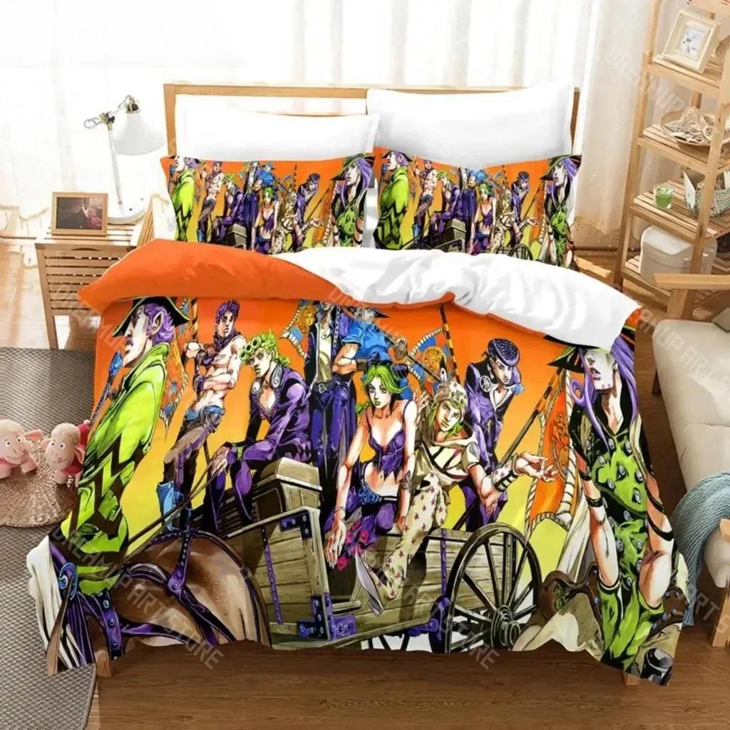 3D Print Anime JoJo Bizarre Adventure Jotaro Kujo Bedding Set Boys Girls Twin Queen Size Duvet Cover Pillowcase Bed Kids Adult
