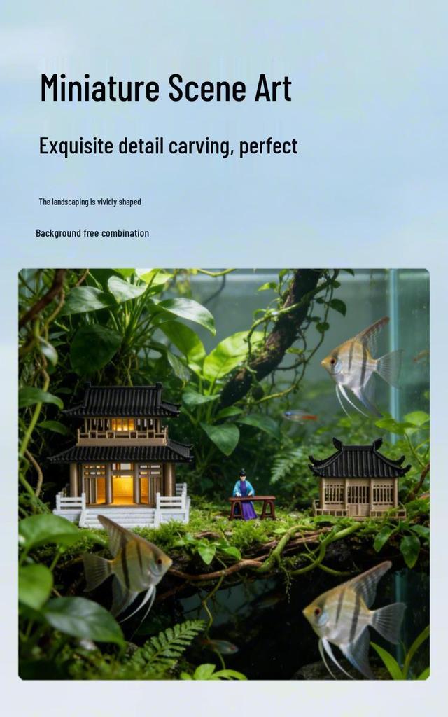 Miniature Chinese Courtyard Rockery Aquarium Ornaments