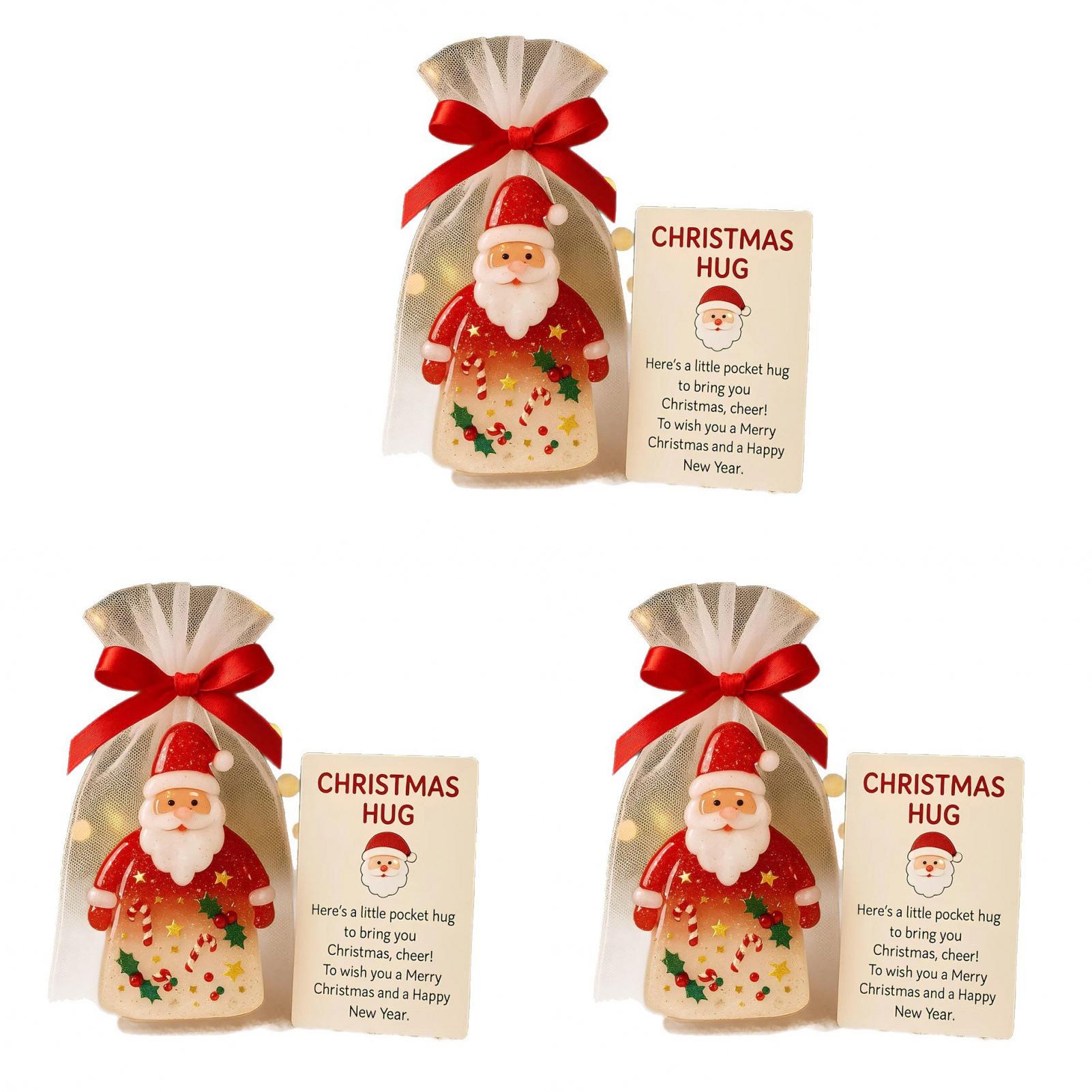 3 шт. Рождественская открытка-обнимашка с кармашком Рождественское объятие Акриловое украшение Санта-Клаус обнимает Декор Санта-Клауса с праздничной открыткой и подарочным пакетом