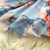Women Off Shoulder Floral Print Short Dress Long Sleeve Ruffle Splice Smocked Waist A-Line Mini Skirt Casual Summer Beach Vacation Dress