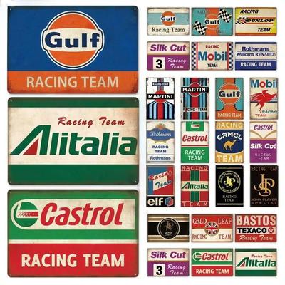 Vintage Racing Team Tin Sign Metal Signs Decorative Plaque For Garage Club Pub Bar Man Cave Farmhouse Decor Wall Decoration