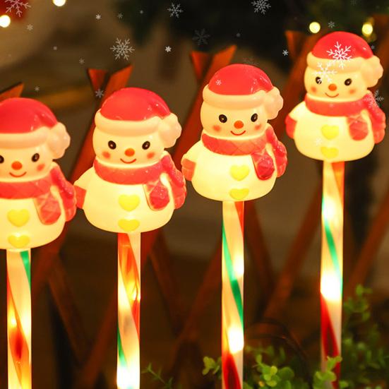 Solar Christmas Lawn Lights Santa Snowman Stake Lamps for Yard Outdoor Warm White LED Garden Lighting