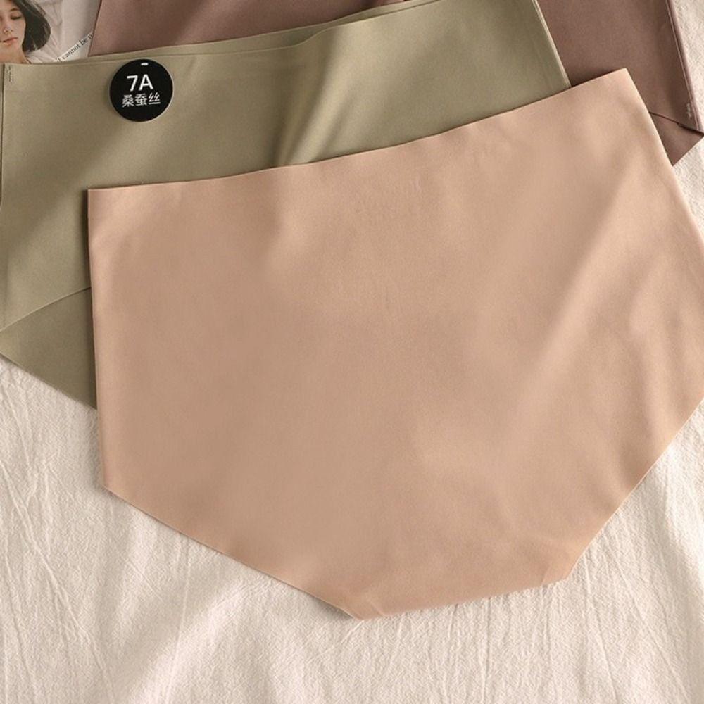 6Pcs Cotton Crotch Ice Silk Panties Mid Waist Underwear for Women Sweet Seamless Briefs Lady