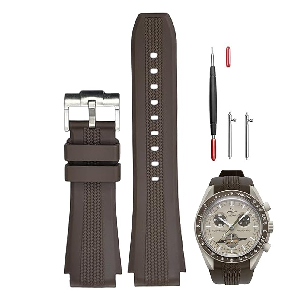 Sibehill 20mm Replacement Silicone Watch Band for Omega and X, Swatch, MoonSwatch, Speedmaster.