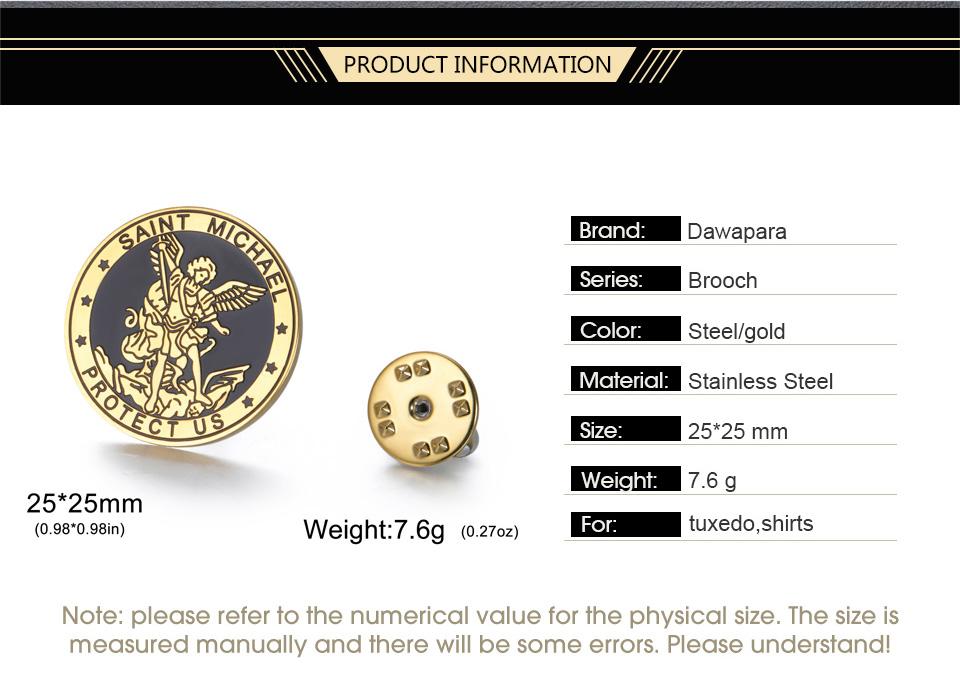 Dawapara Saint Michael Brooch Pins Guardian Archangel Protect Us Talisman Brooches Stainless Steel Jewelry