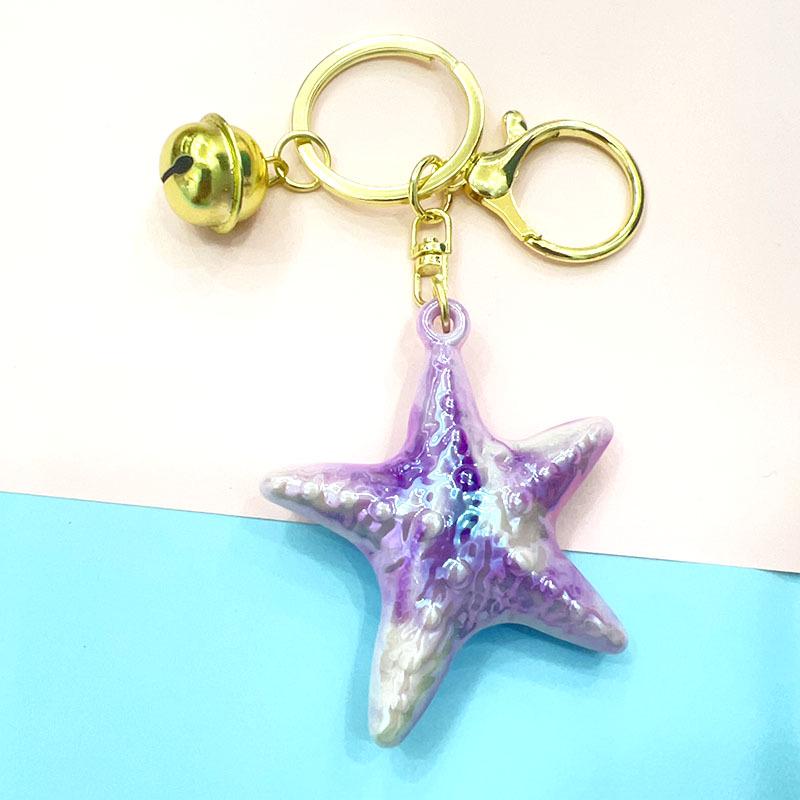 Iridescent Shell Starfish Keychain Pendant - Unique Accessory & Gift