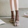Cartoon Two Finger Socks Flip-flops Socks Female Middle Tube Socks Cat Socks Hosiery Two Toe Socks