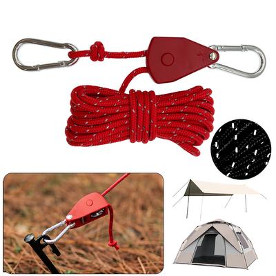 5M Canopy Tie Down Strap Adjustable Awning Wind Rope Windproof Fixed Buckle Pulley Rope Reflective for Camping Hiking