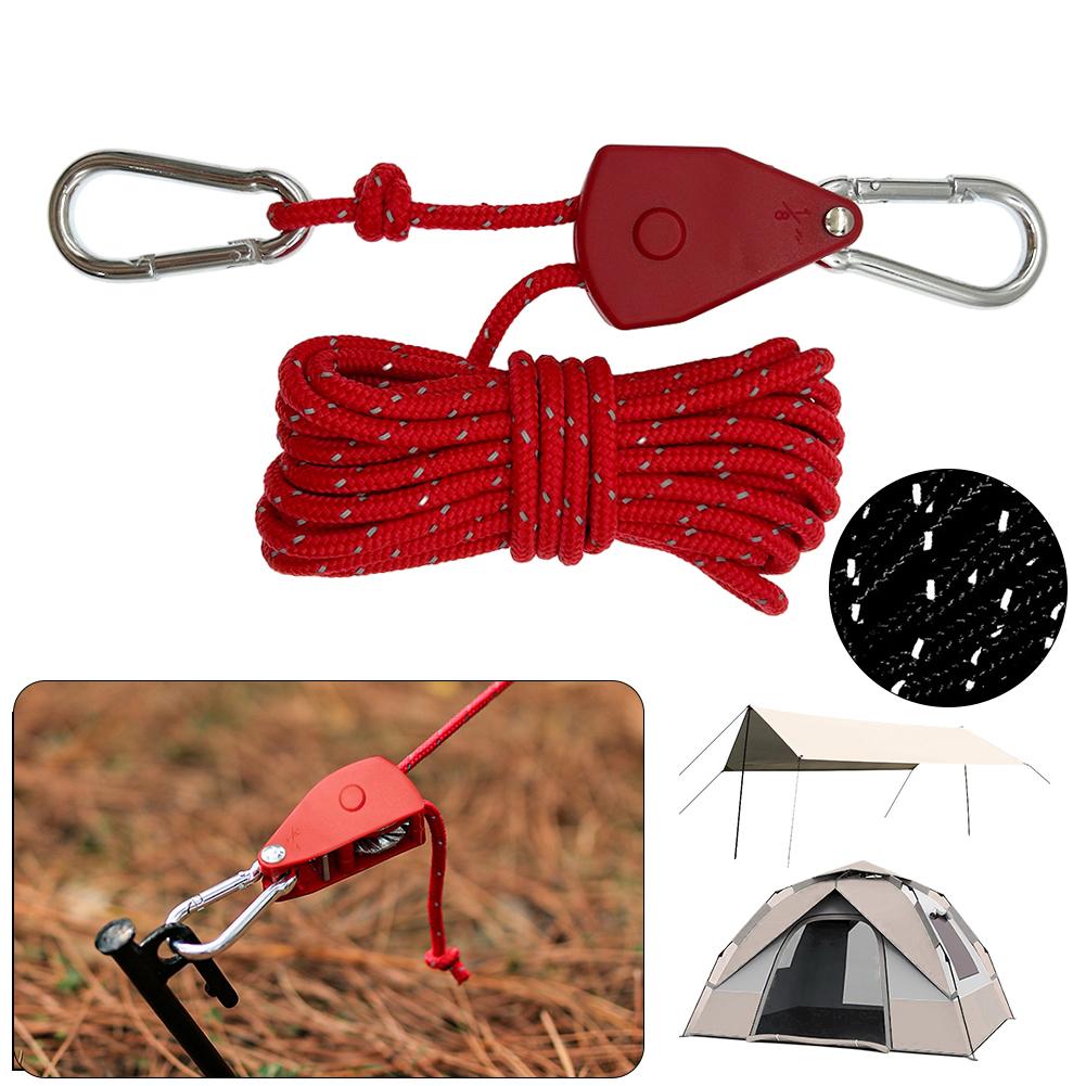 5M Canopy Tie Down Strap Adjustable Awning Wind Rope Windproof Fixed Buckle Pulley Rope Reflective for Camping Hiking