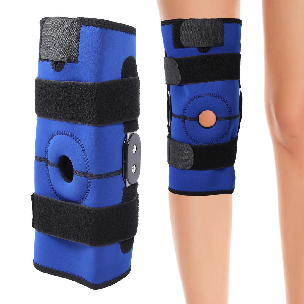 Aluminum Alloy Knee Brace Adjustable Knee Compression Wrap Knee Support Protector (Blue)