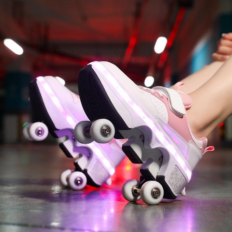 Men's/Women's /Kids Roller Roller Shoes 4-wheel Deformation Shoes Roller Skates Adult Rechargeable LuminousSkating Shoes