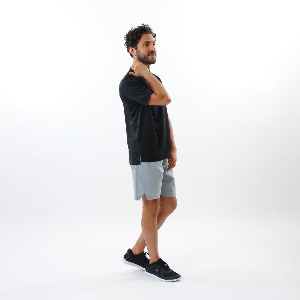 Champion Kurzarm Antibakterielles und Logo-Polo Größe L Herren Geruchsresistent Schnelltrocknend Ein-Punkt-Shirt, Schwarz, (C3-ZS303)