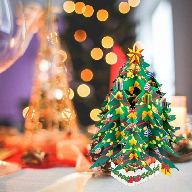 3D Christmas Tree Card for Friend Family Handmade Greeting Card with Envelope Creative Festives Party Supplies