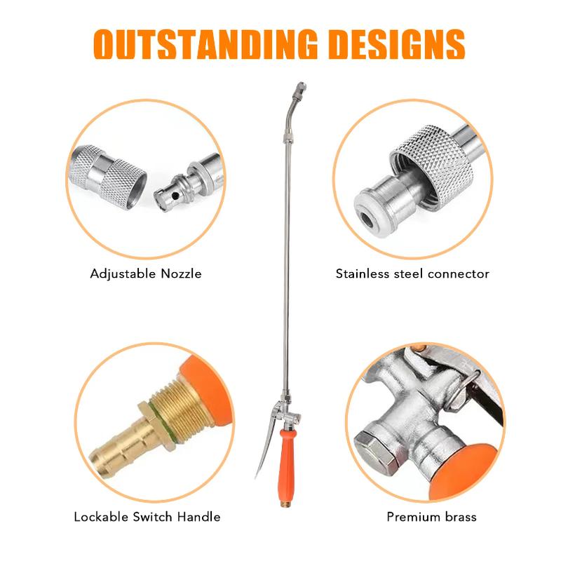 Sprayer Wand Stainless Steel Adjustable with Copper Nozzle Sprayer Rod for Garden Watering Plants Cleaning Car