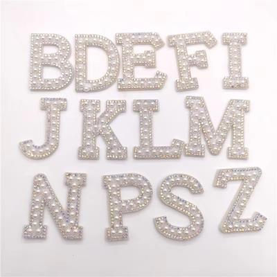Resin Alphabet Appliques Pearl Embellished Decorative Letter Patches Letter Patches  Craft Supplies