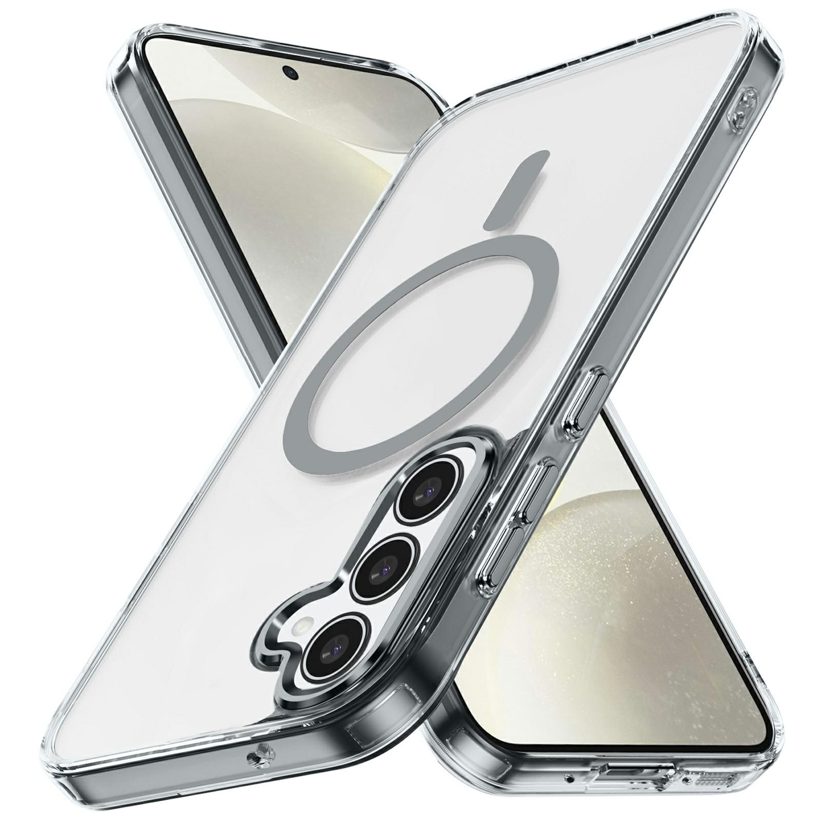 

For Samsung Galaxy S24 FE Case Compatible with MagSafe TPU+PC Transparent Phone Cover Grey