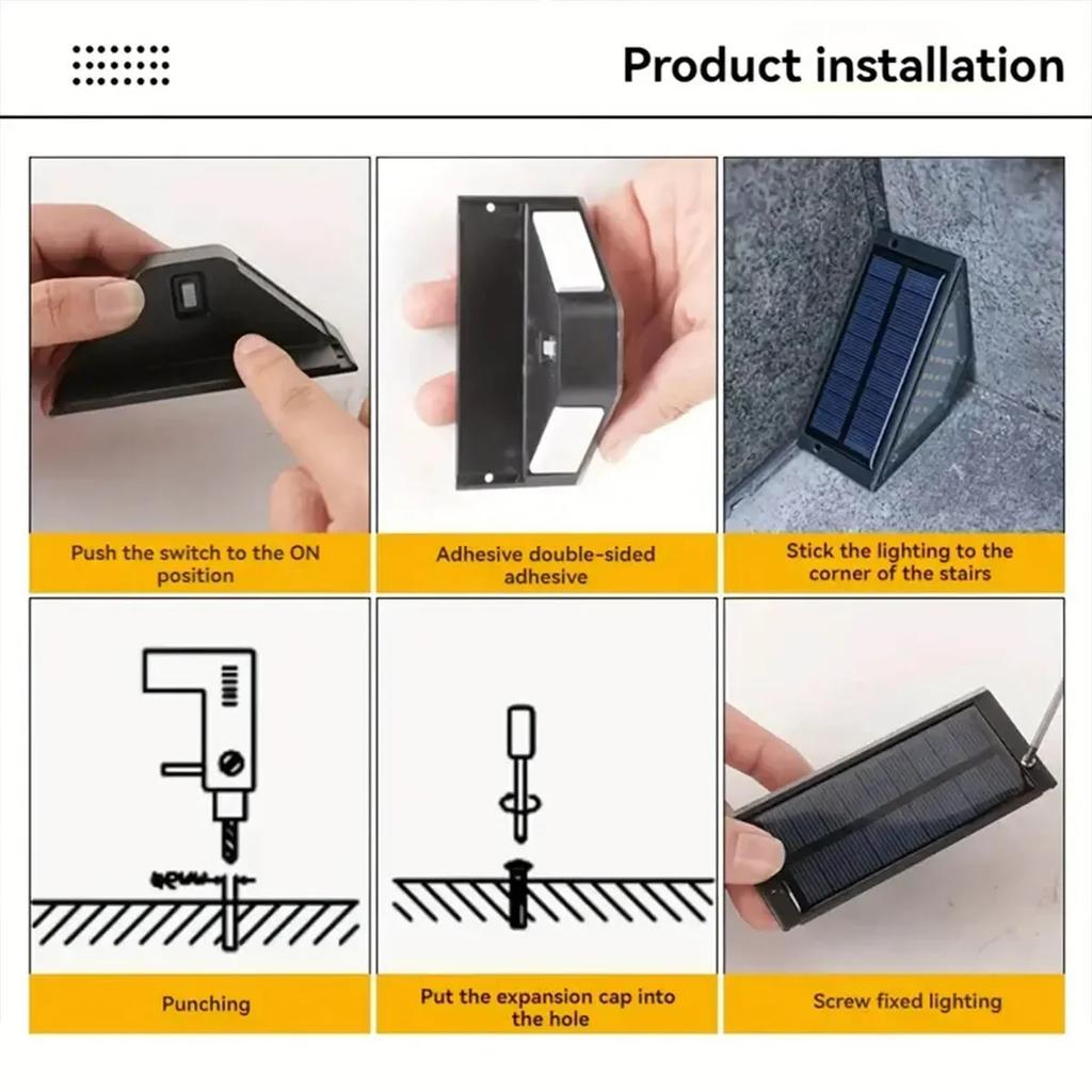 Outdoor Solar Step Lights, Warm White Light,IP66 Waterproof, Auto On, for Patio, Yard, Driveway, Porch Decoration