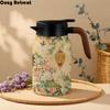 Retro Flower Insulated Kettle Floral Printing Stainless Steel Thermos Bottle Hot Water Large Capacity Thermal Bottle