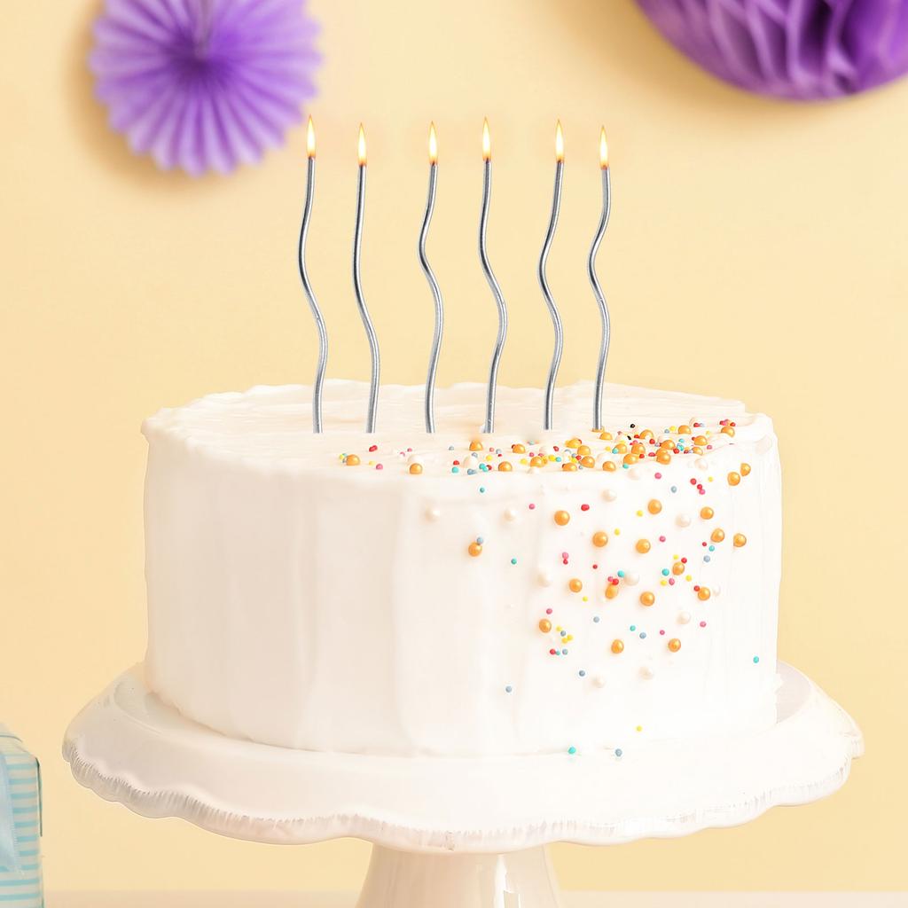 6Pcs Elegant Curved Gold Plated Colorful Cake Candles for Birthday and Baby Shower Cupcake Decorating Party Supplies