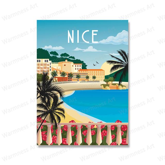 Tourist Landscape Poster Spain Menorca French Riveria Santorini Canvas Print Nordic Wall Art Picture