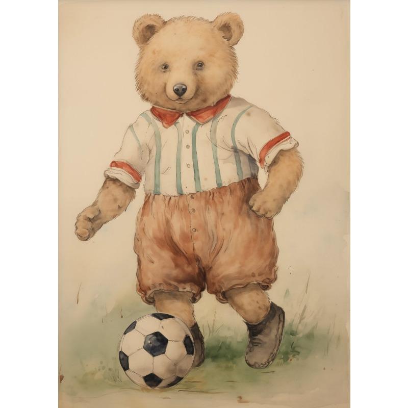 

Акварель милый плюшевый мишка спорт рыбалка гольф хоккей бейсбол мультфильм плакат холст печать настенное искусство детская комната декор 70cm×120cm NoFrame