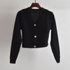 French Simplicity Pure Color V-neck Hollow Knitting Cardigan Female Spring & Fall Elegant Single-Breasted Long Sleeve Outwear Easiest for Match Tops